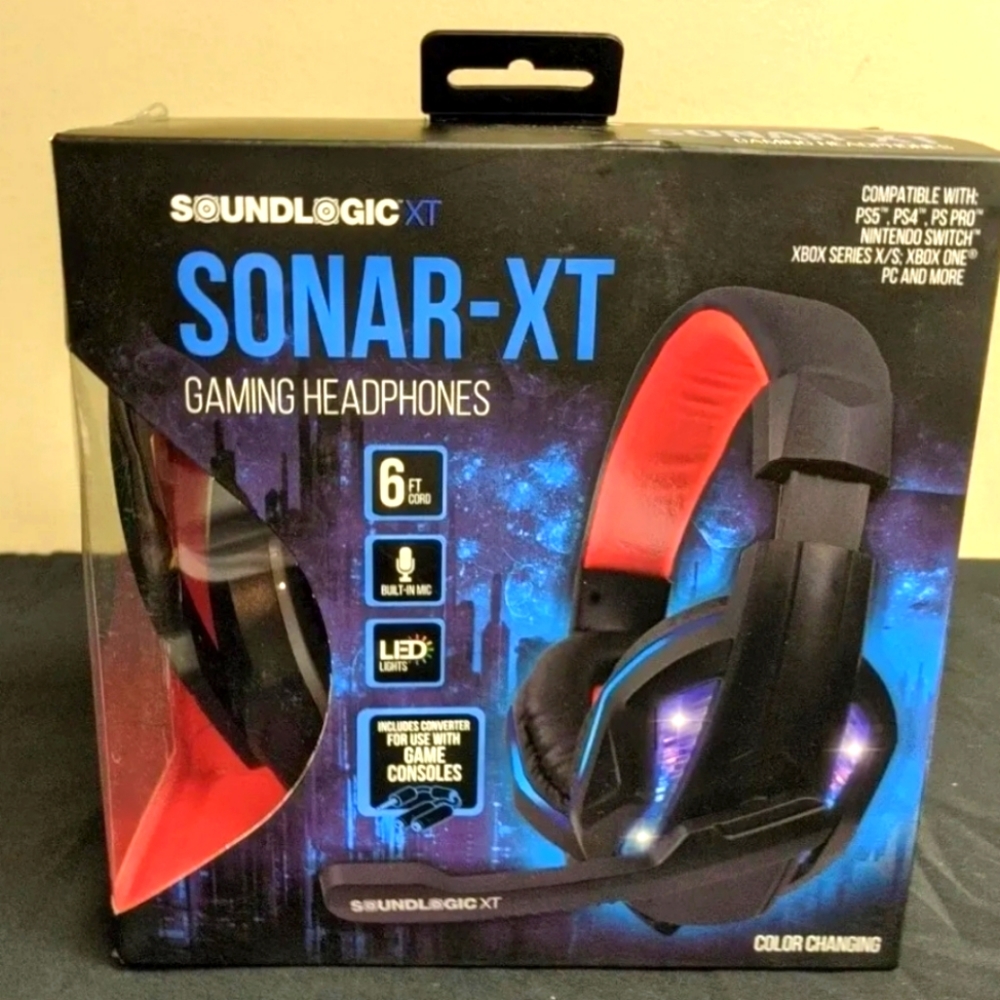 Sound Logic Sonar-XT Gaming Headphones With LED Lights & 6 Foot Long Cord